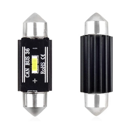 Set becuri auto cu LED CANBUS sofit compatibil C5W 1 SMD 36mm Alb 12/24V, destinat competitiilor auto sau off-road