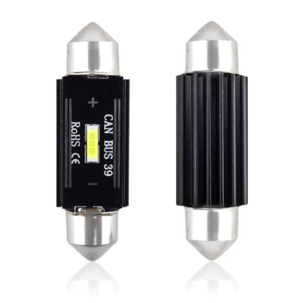 Set becuri auto cu LED CANBUS sofit compatibil C5W 1 SMD 39mm Alb 12/24V, destinat competitiilor auto sau off-road