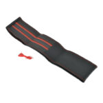 Husa volan din PIELE NATURALA CU DOUA DUNGI ROSII, pentru autoturisme, diametru 37 - 39 cm, cu ac si ata (se coase, aspect ORIGINAL) - imagine 5