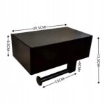 Suport metalic pentru hartie igienica cu cutie depozitare servetele, culoare Neagra - imagine 4