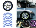 Set 16 ornamente Reflectorizante pentru jante auto, moto, culoare Albastra - imagine 4