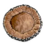 Culcus moale cu perna, pentru caine/pisica, culoare crem-maron, impermeabil, baza antiderapanta, 50 cm - imagine 4