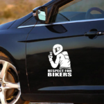 Sticker autoadeziv pentru vehicule Off Road, model "Respect For Bikers", dimensiune 17 x 12 cm, culoare Alba