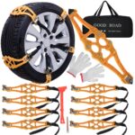 Set 12 piese, 8 x Lanturi Universale de Zapada, cu pinteni din otel si clichet​, demontabile, reutilizabile, cu manusi, racleta si geanta de depozitare - imagine 3