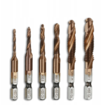 Set Profesional cu 6 piese, gaurire + filet, M3 - M10, extra duritate (Cobalt)