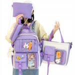 Set 4-in-1 pentru Scolari sau Prescolari - (rucsac, geanta de umar, plic elegant, penar), culoare VIOLET cu IEPURAS, Cod AVX-WT-BUNN-VIOLET - imagine 4
