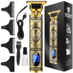 Trimmer Profesional de tuns barba sau parul, lama din titan + ceramica, cu acumulator, accesorii incluse, model Woodman T9