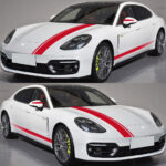 Set 5 stickere autoadezive Tuning, model "Racing Stripes V1", dimensiune 190 cm, culoare Rosie - imagine 2