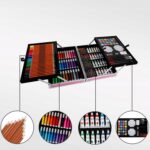 Set 145 piese pentru pictura, pentru copii sau adulti, pixuri de colorat, creioane colorate si vopsele de pictura, cu geanta de transport ROZ, model AVX-WT-BLAKE145 - imagine 2