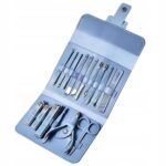 Set Manichiura si Pedichiura 16-in-1 cu plic din piele ecologica, model "MANI-CUT BLUE", culoare Albastra - imagine 2