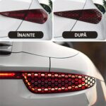 Set 2 folii autoadezive decupate pentru decorarea stopurilor auto, dimensiune 2 x 48 x 30cm, culoare Negru Mat, model HONEYCOMB - imagine 2