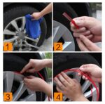 Inele de protectie si decor jante, adezive, din plastic flexibil - VERDE - imagine 3