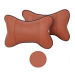 Set 2 buc. perne tetiere auto, pentru sustinere gat din piele ecologica, culoare MARO - imagine 2